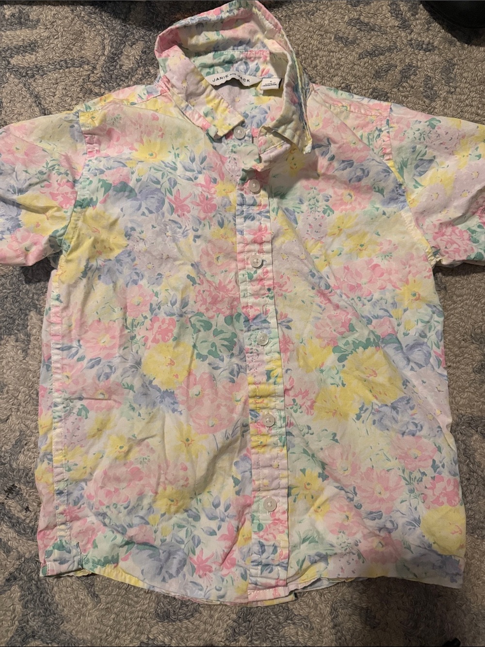 Janie and Jack Pastel Floral Short-Sleeve Button-Up Shirt - Multicolor